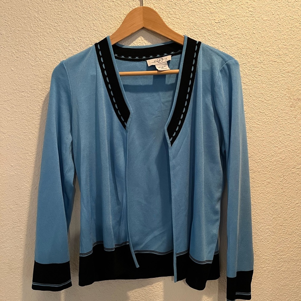 Ming Wang Blue and Black Cardigan
